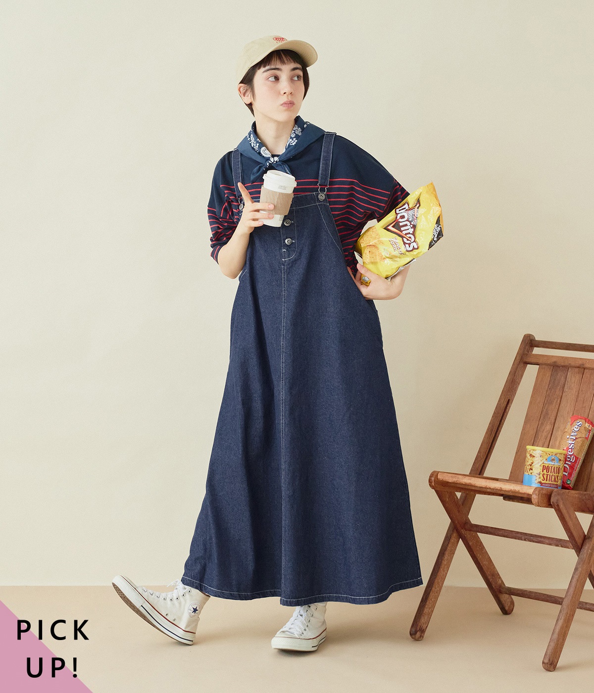 ワークジャンパースカート(インディゴネイビー-M)