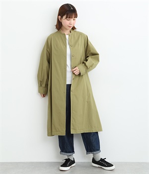 ラグランスリーブロングコート(カーキ-M)