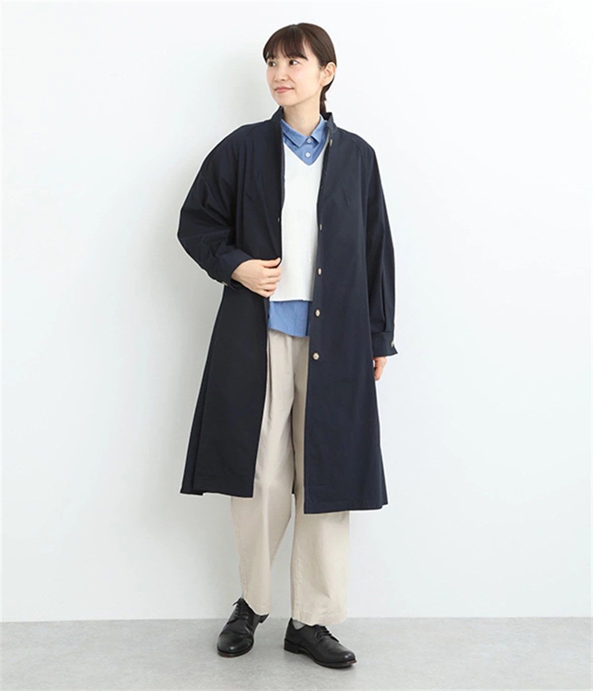regleam  リグリーム　ロングポンチョ コート　ネイビー　フリーサイズ trim_fce_item65b34e5e3ff54.jpg