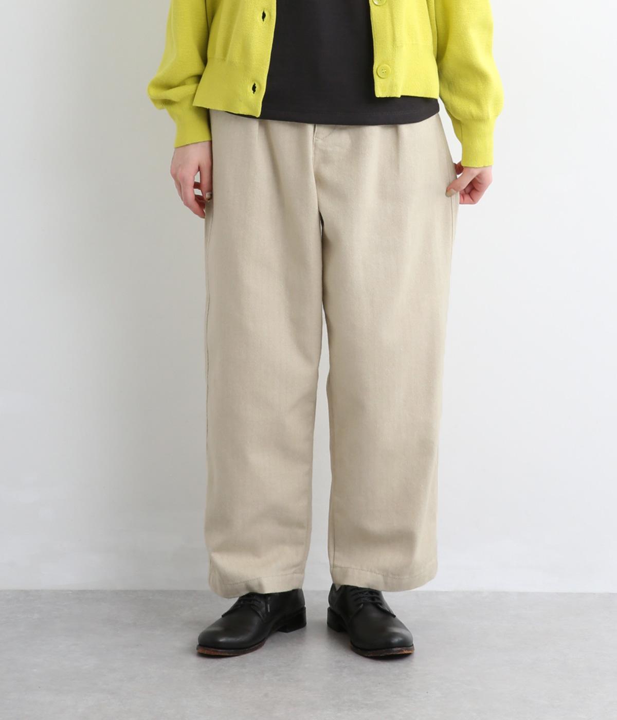 へリンボンツイル　フロントタックパンツ(キナリ-M)