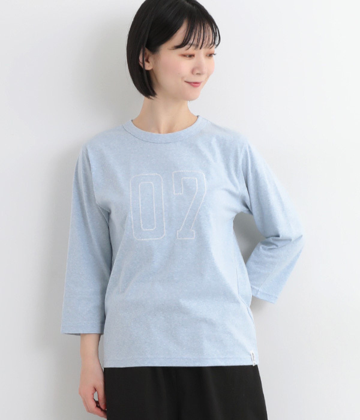 ナンバリングステッチTシャツ(ライトブルー-L)