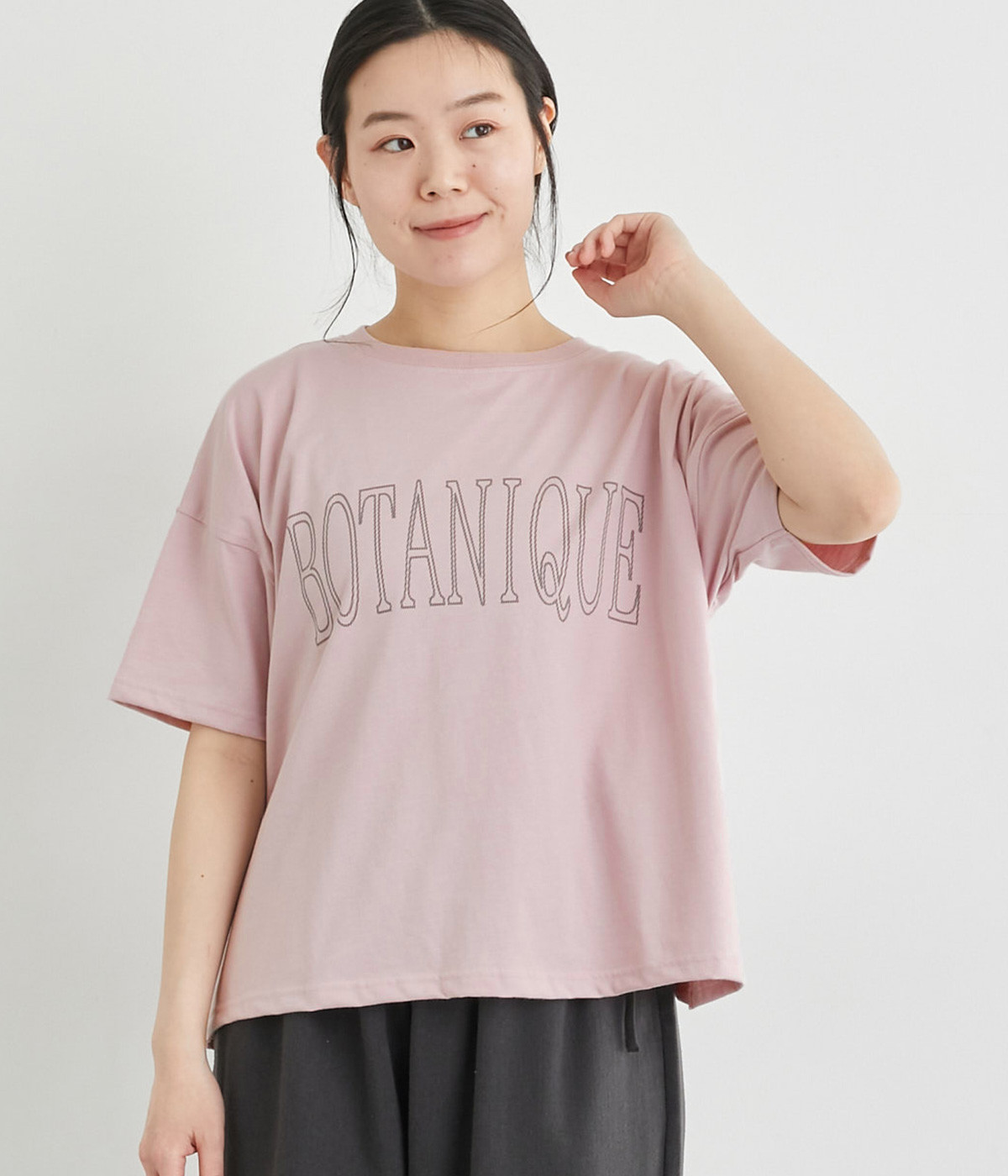 BigロゴプリントTシャツ(ピンク-L)
