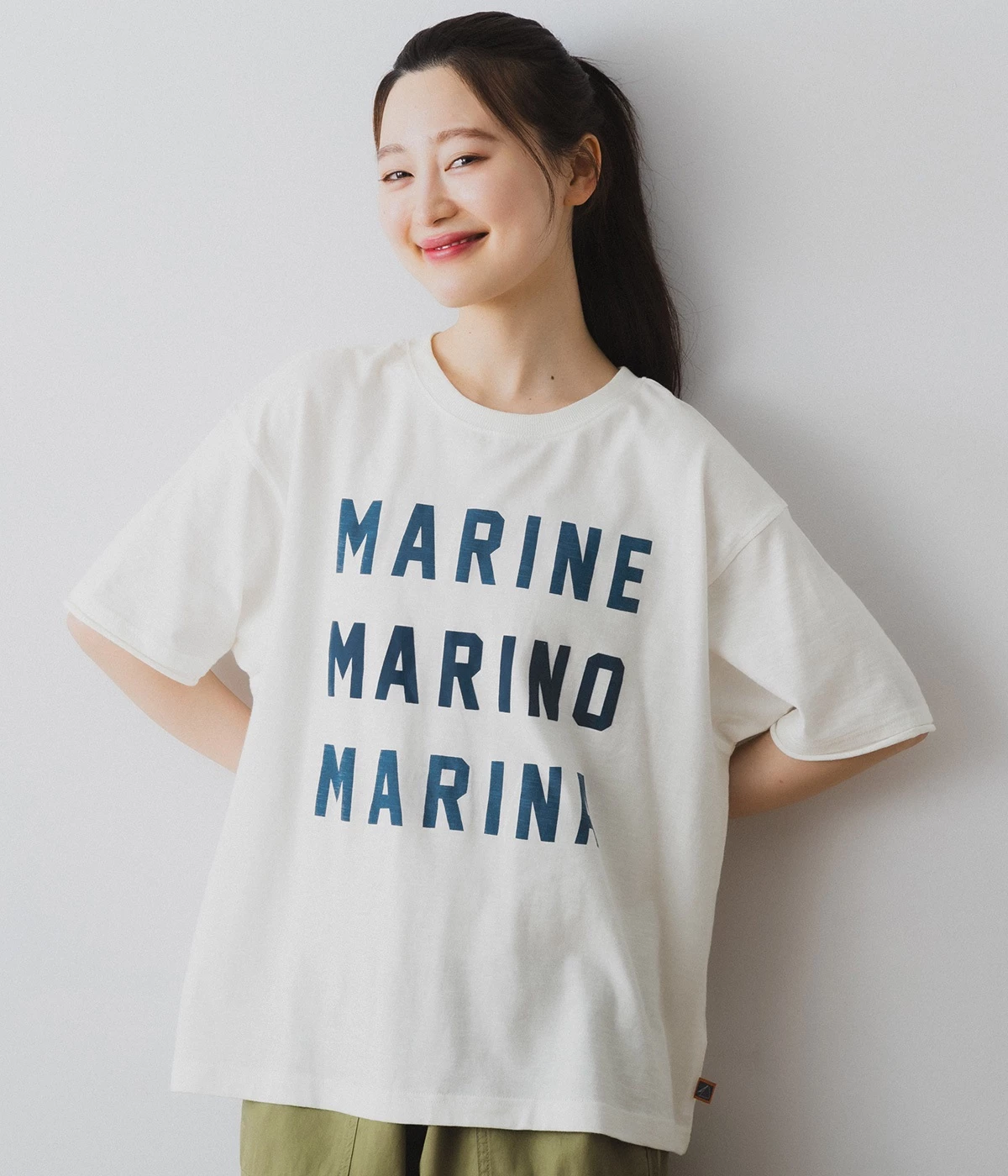 海を感じるプリントTシャツ(オフホワイト-L)