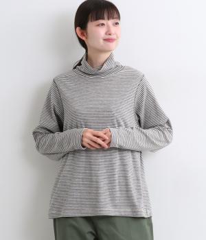先染ボーダーフライスタートルプルオーバー(オートミール-L)