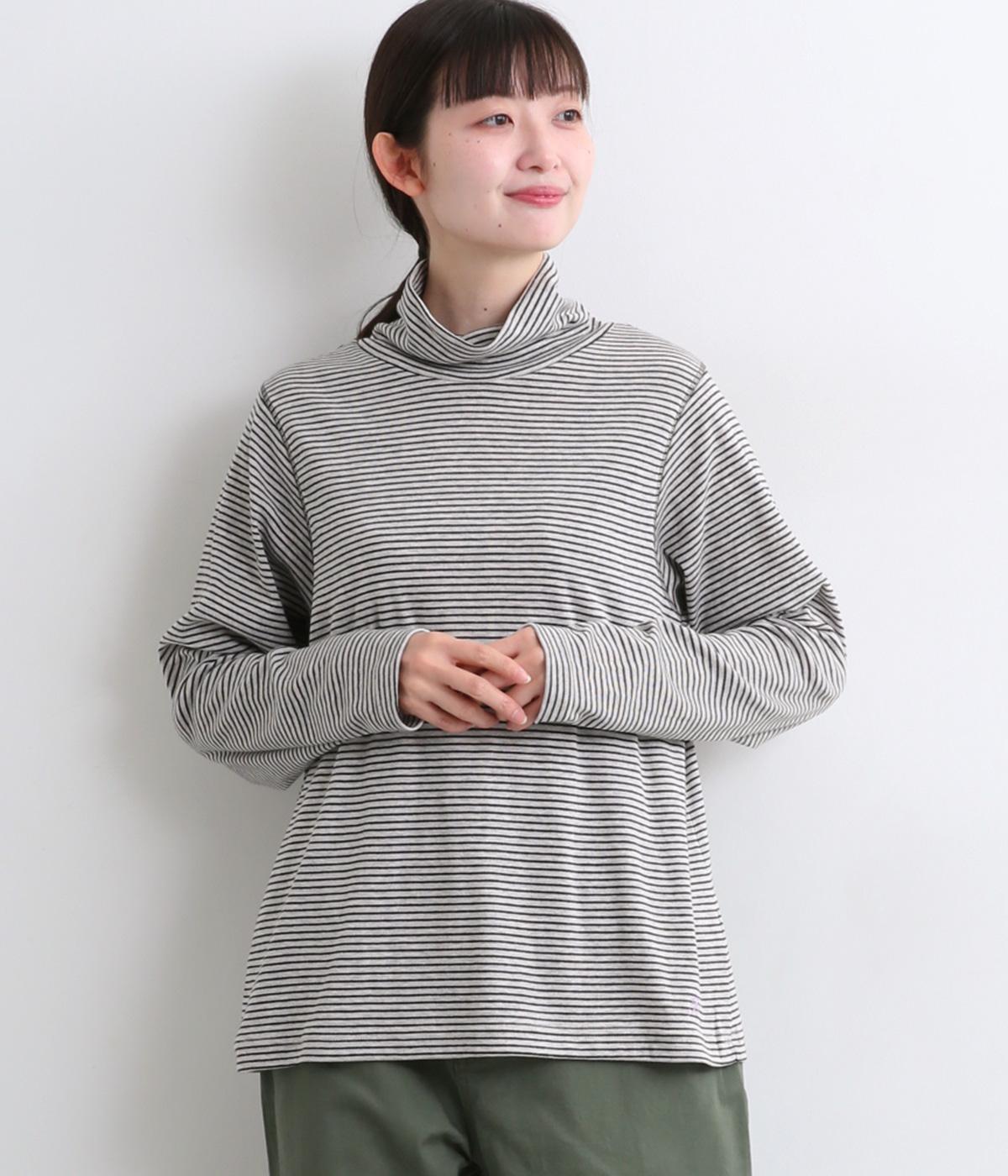 先染ボーダーフライスタートルプルオーバー(オートミール-M)