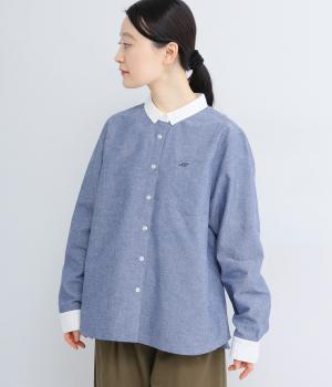 シャンブレークレリックシャツ(ブルー-L)