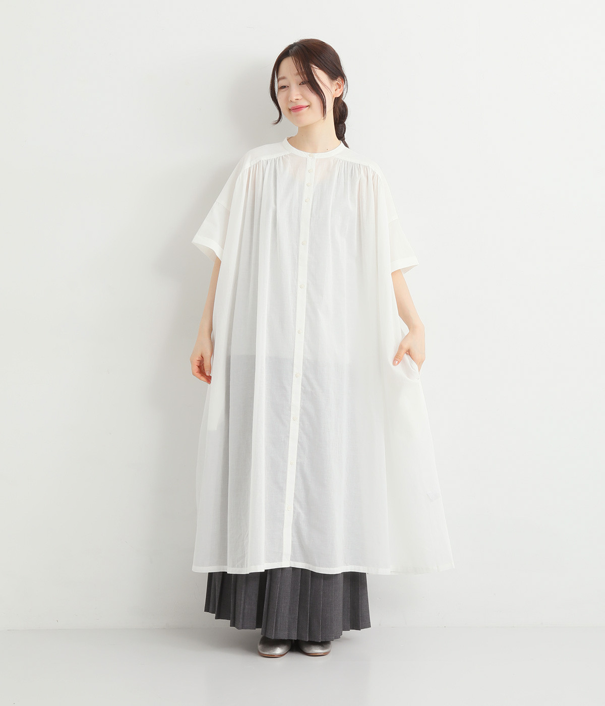 キャピタル KAPITAL 　バンドカラーギャザーワンピース 　長袖 　ゆったり 楽天市場】KAPITAL kapital 天竺ブッファンワンピース EK-527