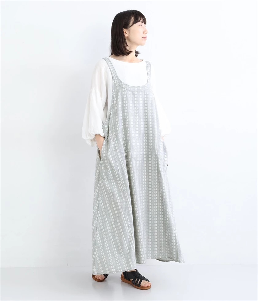 Uネックワークワンピース