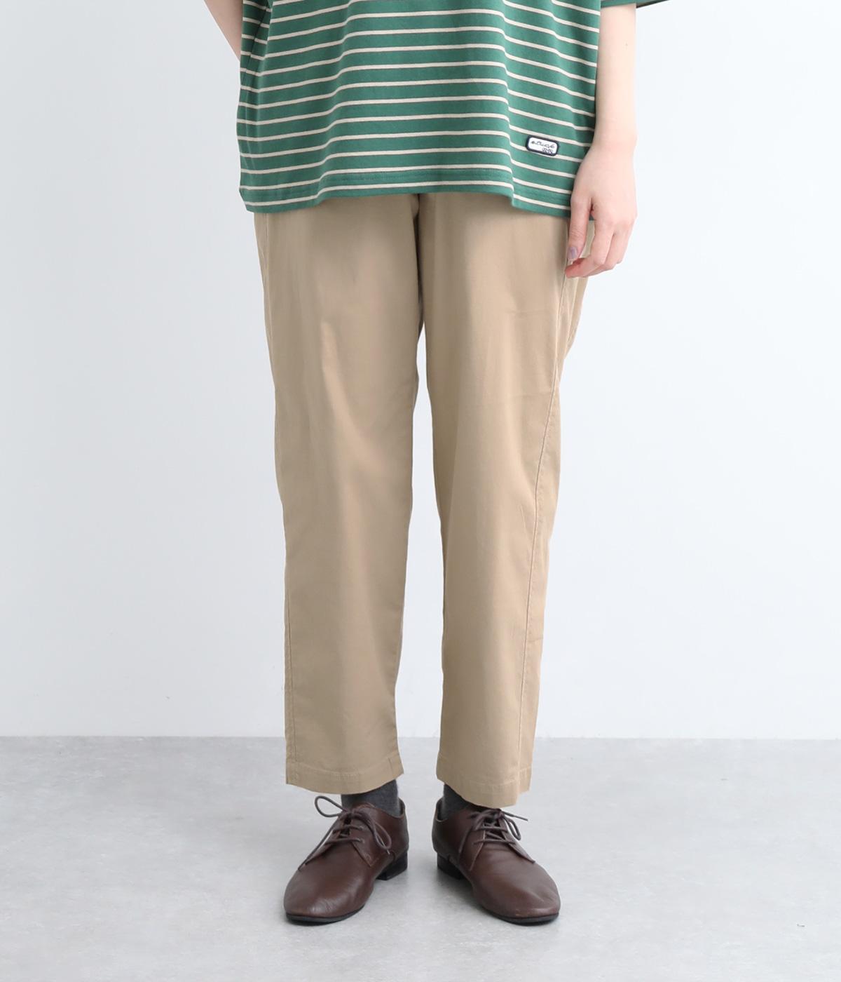 サイド切替スリムテーパードパンツ(ベージュ-M)
