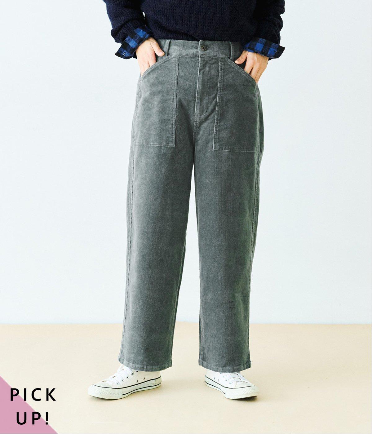 別注｜コーデュロイワークストレートパンツ(グレー-M)