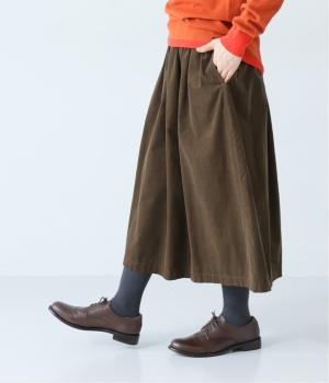コーデュロイギャザースカート(カーキ-L)