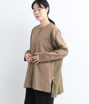 異素材づかいロングカーディガン