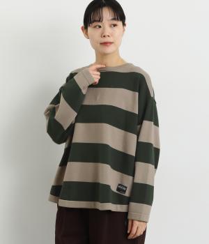 ボーダープレーティングニットプルオーバー(モカ-L)