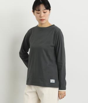 袖口レイヤード風ロングTシャツ(チャコール-L)