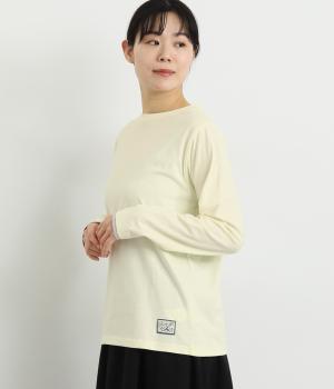 袖口レイヤード風ロングTシャツ(ライトイエロー-L)