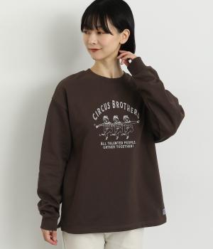 サーカスブラザーズプリントトレーナー(ブラウン-L)