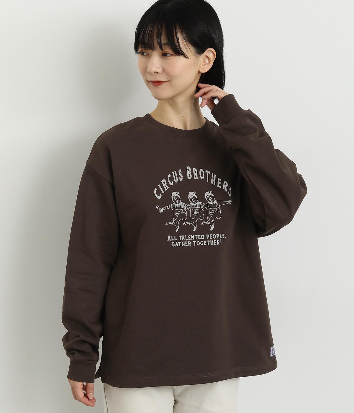 サーカスブラザーズプリントトレーナー(ブラウン-M)