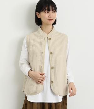 スタンドカラーキルトベスト(キナリ-L)