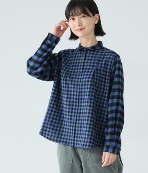 異素材づかいタック入りシャツ