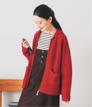 カウチン風ニット(レッド-L)
