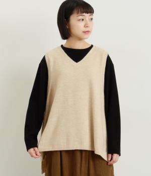 Vネックフレアベスト(キナリ-L)