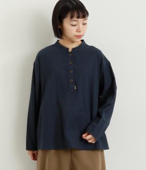スタンドカラーヘンリープルオーバー(ネイビー-L)
