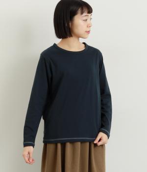 接結クルーネックプルオーバー(ネイビー-L)