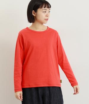 接結クルーネックプルオーバー(オレンジ-L)