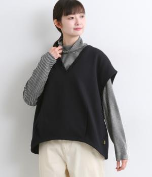裏起毛Vネックタック入りベスト