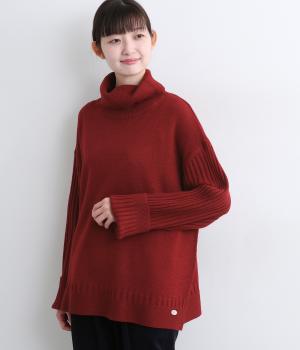 編地違いスリーブタートルプルオーバー