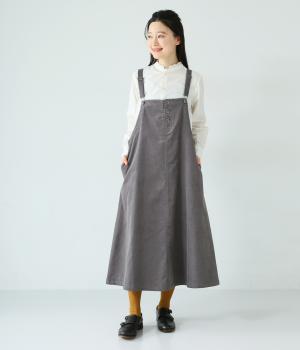 コットンワークジャンパースカート(グレー-L)