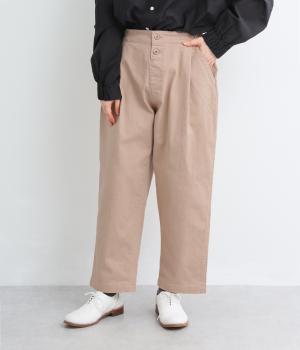 フロントタックテーパードパンツ(ピンク-L)