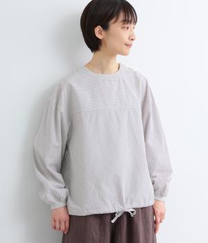 先染めストライププルオーバー(グレー-L)