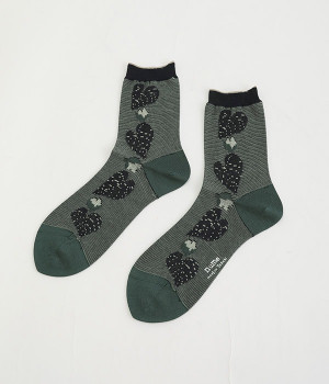 リーフ柄ジャカードソックス(ネイビー-ONESIZE)