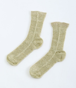 リネンリブソックス(ライトグリーン-ONESIZE)