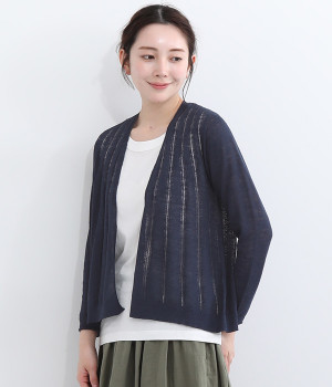 ホールガーメント 9分袖アイレットボレロ(ネイビー-ONESIZE)