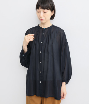 エアリーローン2WAYふんわり袖シャツ(ネイビー-ONESIZE)