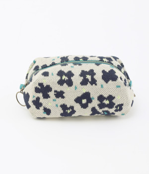 コットン　かくかくフラワーポーチ(グレージュ-ONESIZE)