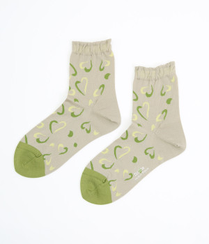 ハートドット柄ソックス(ライトグレー-ONESIZE)