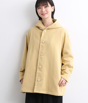 コットンソフトツイルフード付きコート(ベージュ-ONESIZE)