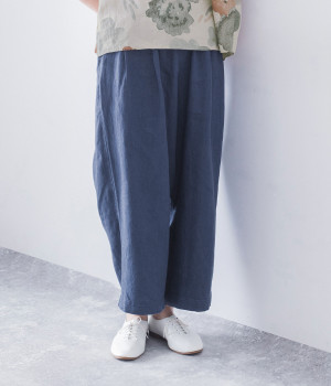リネン製品染めパンツ(ブルー-2)