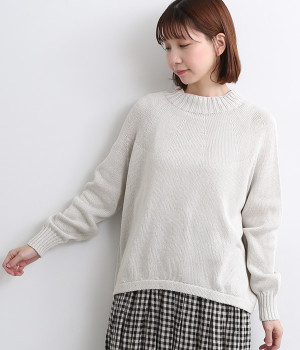 ホールガーメント　コットンモックネックプルオーバー