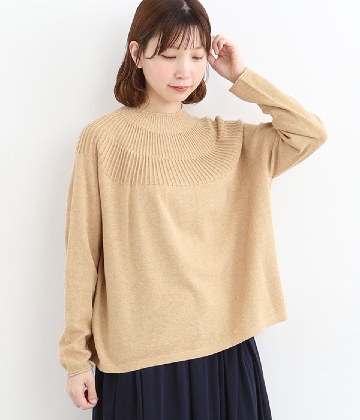 ホールガーメント 求心編モックネックワイドプルオーバー（nume