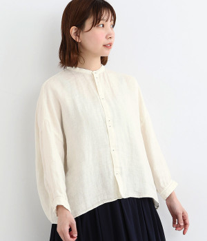 リネンダブルガーゼシャツ(オフホワイト-2)