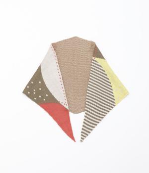 シルク菱形ニットバンダナストール(カーキ-ONESIZE)