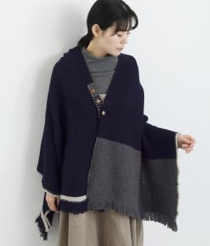 ウール釦付きストール