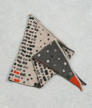 ウール三角ピーナッツ柄ニットストール(ベージュ-F)