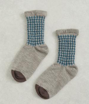 ホールガーメント　ウールチェック柄ソックス