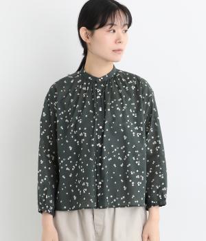 コットンガーゼ オリジナル柄マメドットプリントシャツ