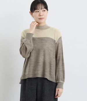 ウール×ブークレーモックネックプルオーバー